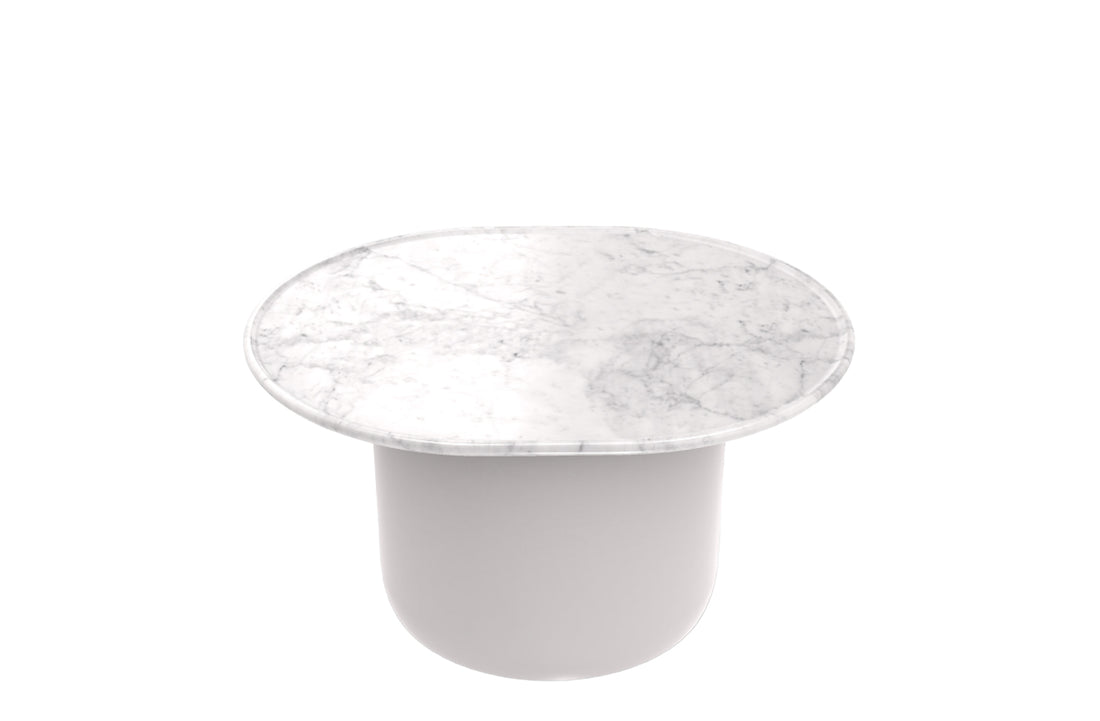 Oval 66 cm / Natural Carrara White Marble / White Painted