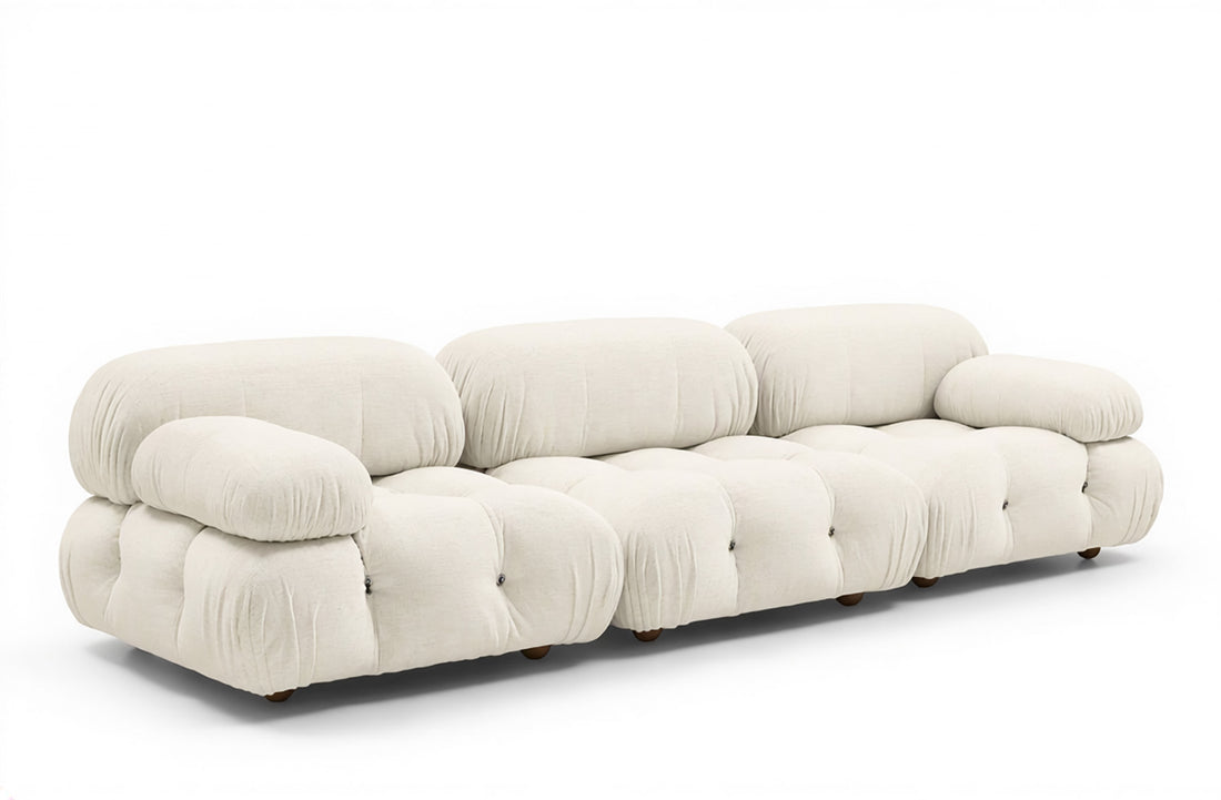288x96x67 cm / Sofa 288x96x67 cm without Rectangular Ottoman 96x66x40 cm with Low Feet / BELLINI Cream White Exclusive Edition Fabric