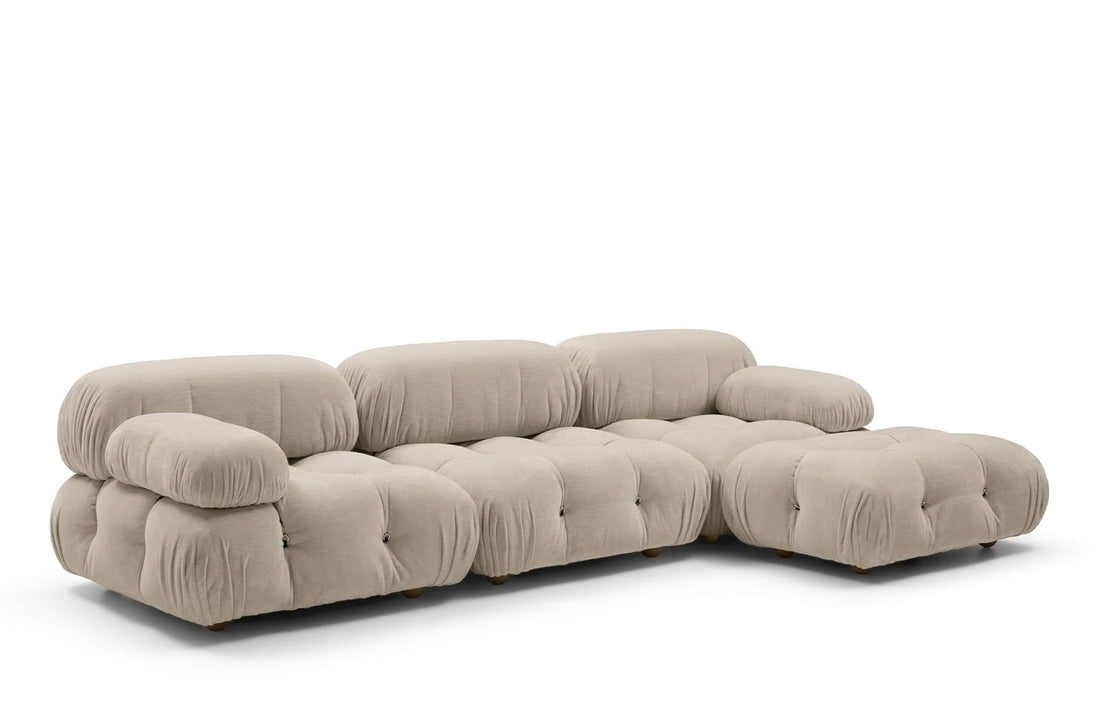 288x96x67 cm / Sofa 288x96x67 cm and Rectangular Ottoman 96x66x40 cm with Low Feet / BELLINI Chalk White Exclusive Edition Fabric