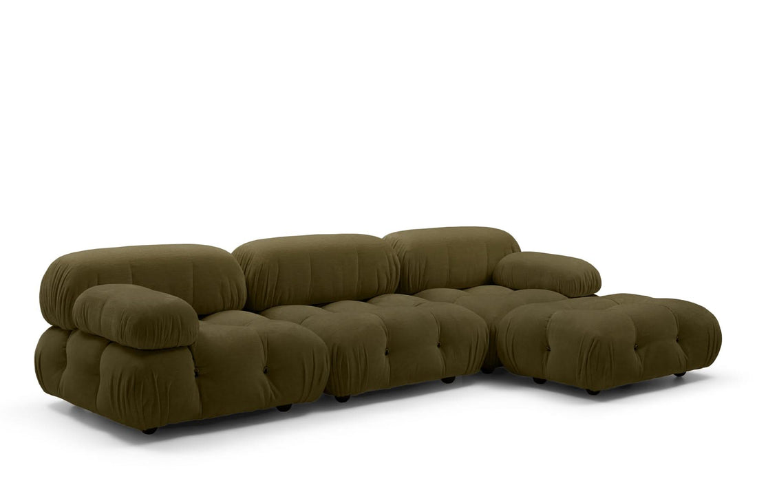 288x96x67 cm / Sofa 288x96x67 cm and Rectangular Ottoman 96x66x40 cm with Low Feet / BELLINI Forest Green Exclusive Edition Fabric