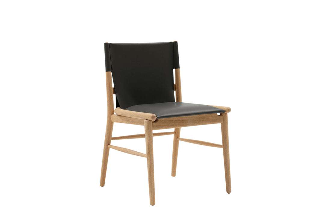 Black Thick Leather / Brushed Light Oak