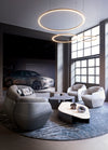 The Lorelei collection of armchairs and sofas inside the Maserati HQ in Modena. Photo c/o Giorgetti.
