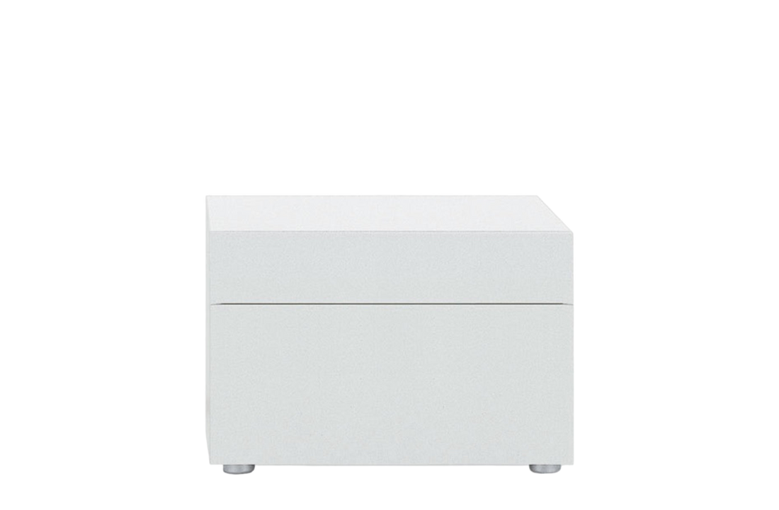 63x46.5x43 cm / Bedside Table with 2 Drawers 63 cm / Mat Lacquered Bianco