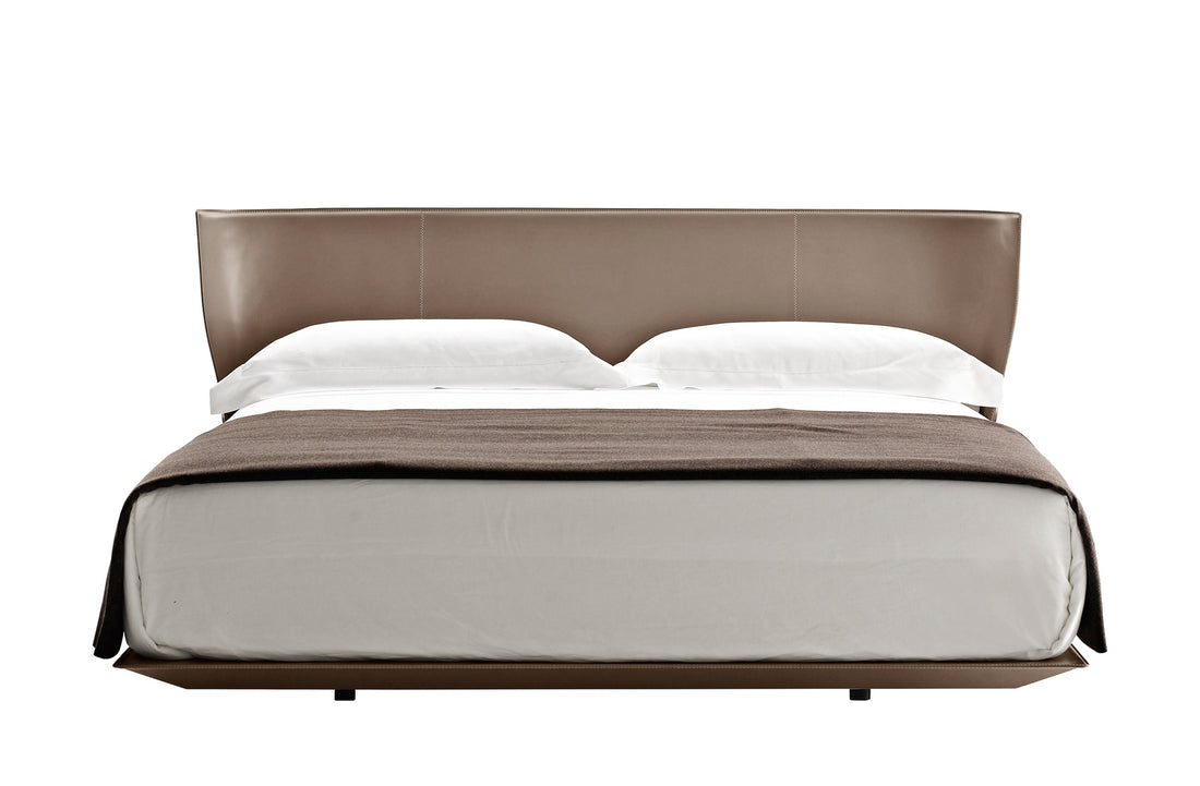 207x212x92-99 cm / Bed for Mattress 180x200 cm (Sold Separately) / Dove Grey Thick Leather