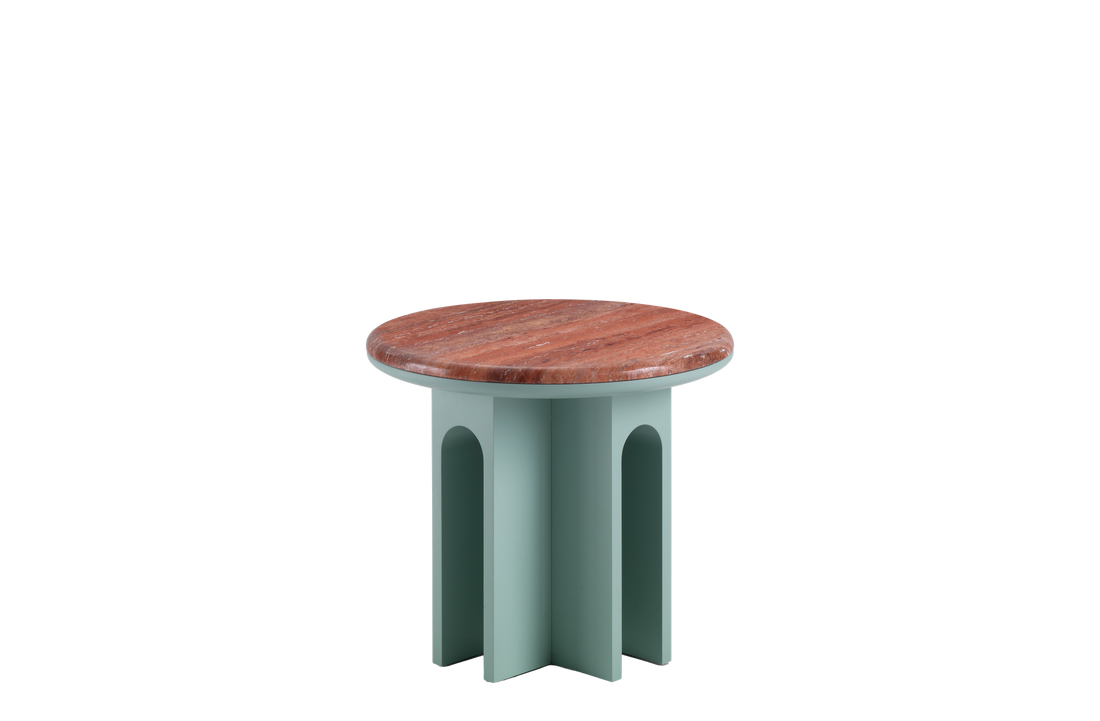 Travertino Rosso Marble / Green Pantone 5635 Lacquered