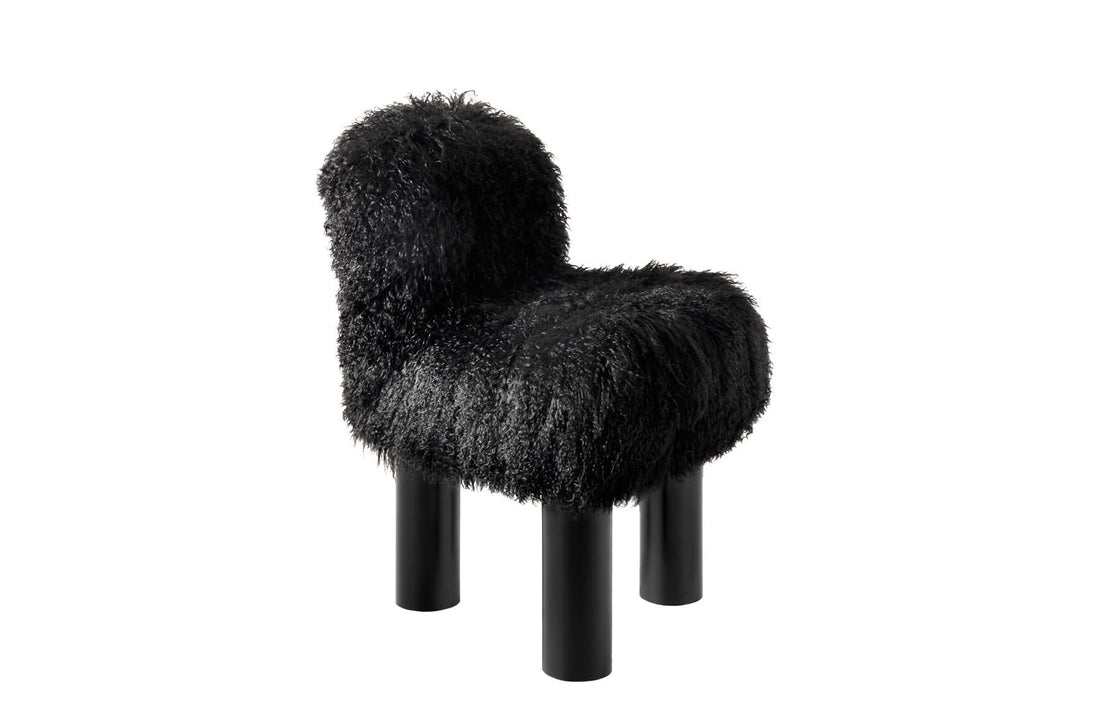 53x53x75 cm / Black Fur / Black Lacquered Metal