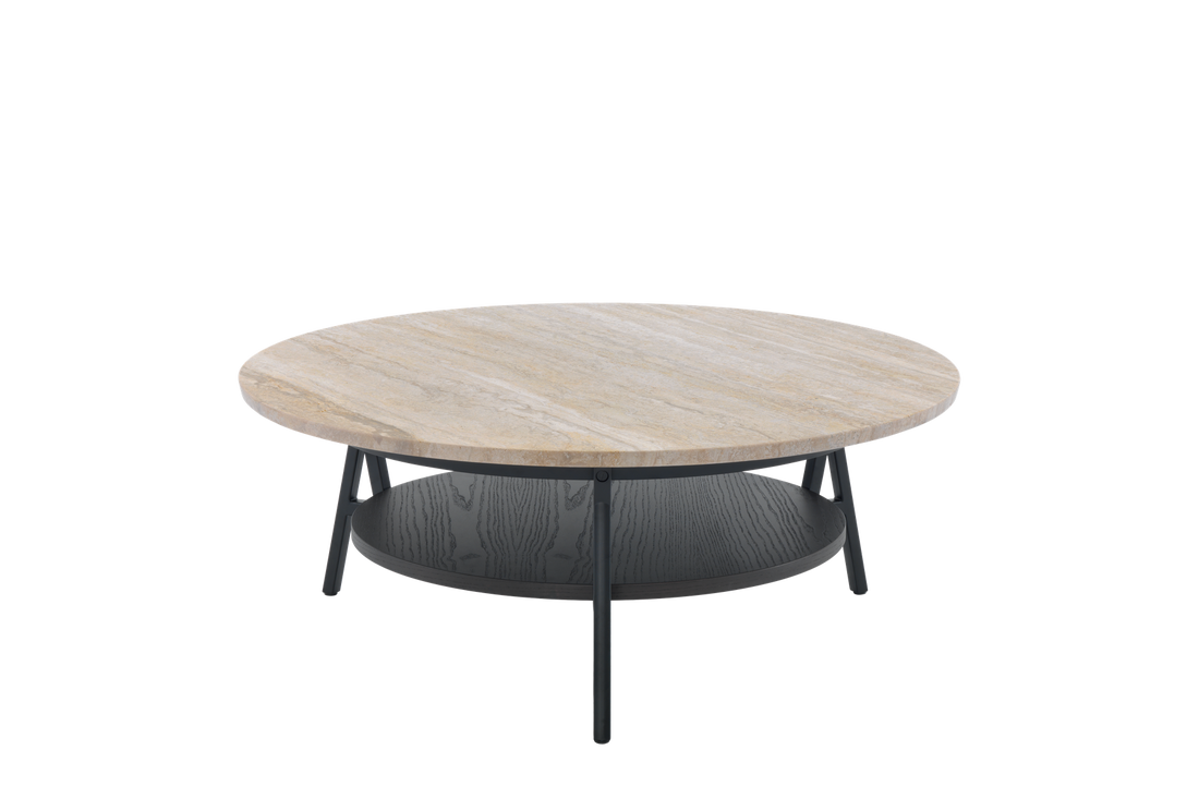 Ø90x35 cm / Travertino Romano Marble / Chocolate Stained Ash