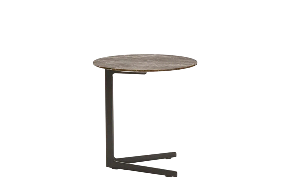 Ø50x54 cm / Coffee Table / Mat Brown Nickel Painted Metal Base +  Mat Marble Grigio Stardust Top