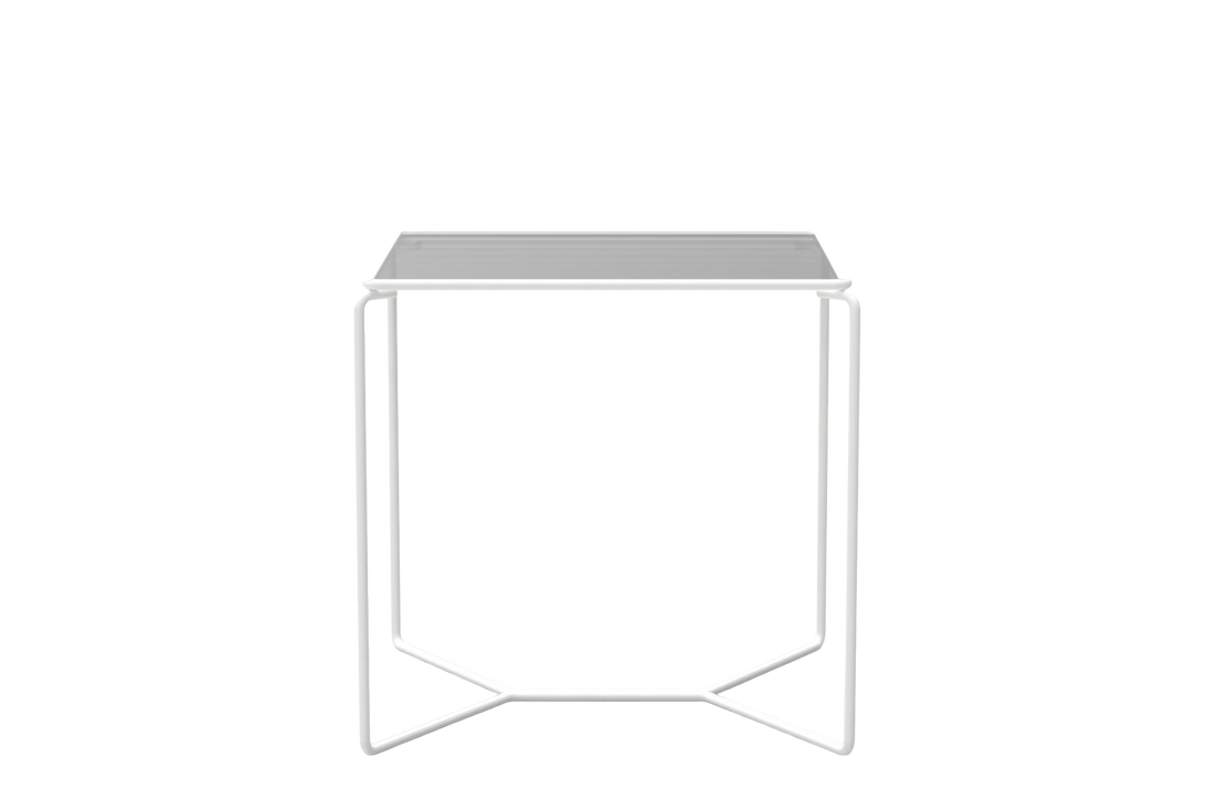 White lacquered metal / Fume Glass