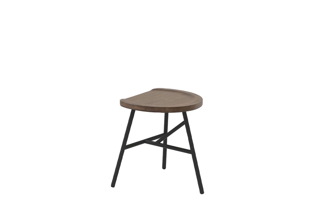 Black lacquered metal and Tobacco stained ashwood seat