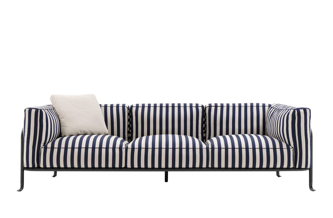 Anthracite Painted / SOLANO LARGE STRIPE Blue Cream White Fabric / Blue