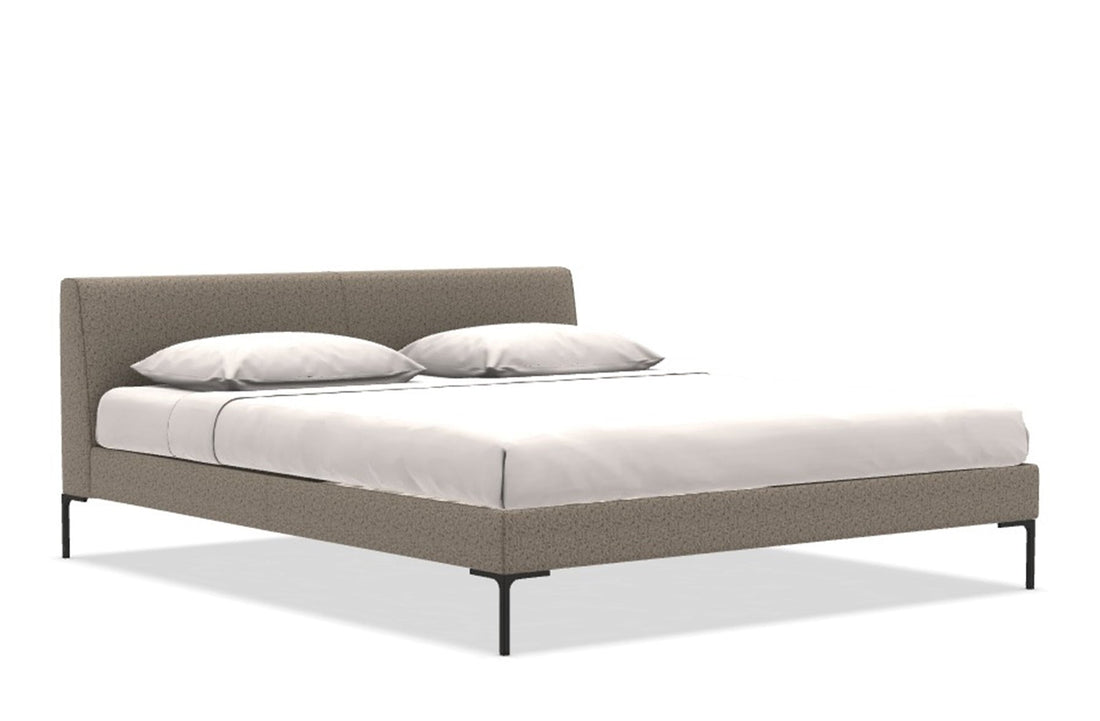 Bed with 4 Feet for Mattress 160x200cm (Sold Separately) / SAMBUCO Stone Fabric / Bronzed Nickel Painted