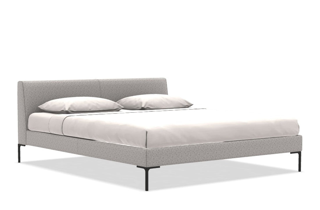 Bed with 4 Feet for Mattress 160x200cm (Sold Separately) / SAMBUCO White Fabric / Bronzed Nickel Painted