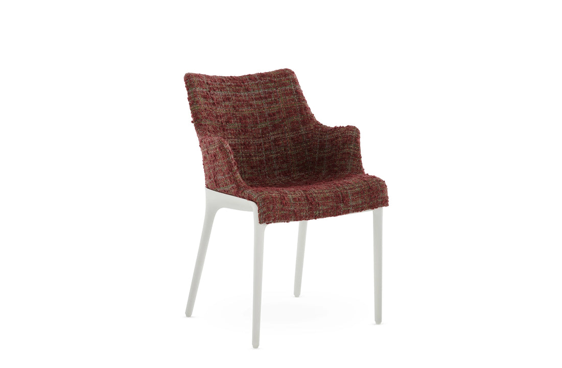 White / PEONY PLAIN Burgundy Boucle Fabric