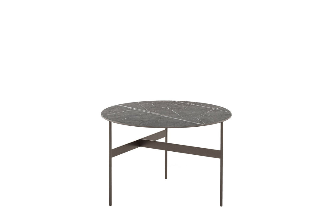 Round Top 62 cm / Grey Stone Porcelain Stoneware / Pewter Painted