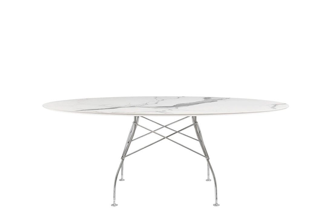 Chrome / White Stoneware with Marble Finish