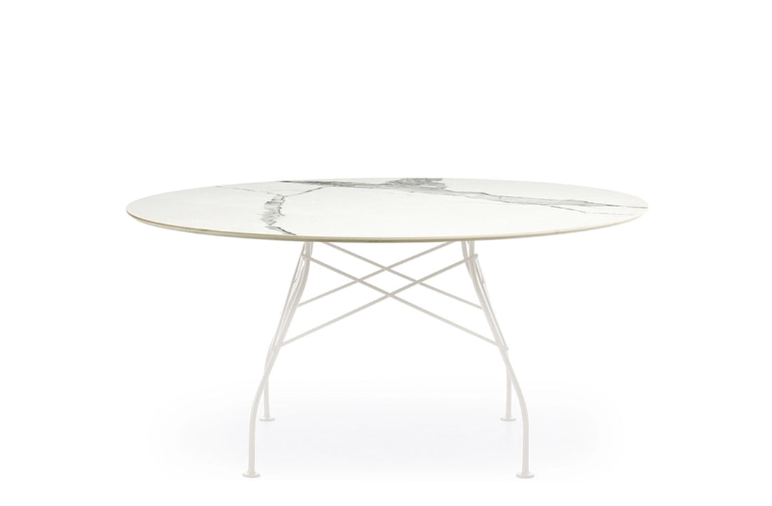 White / White Stoneware with Marble Finish