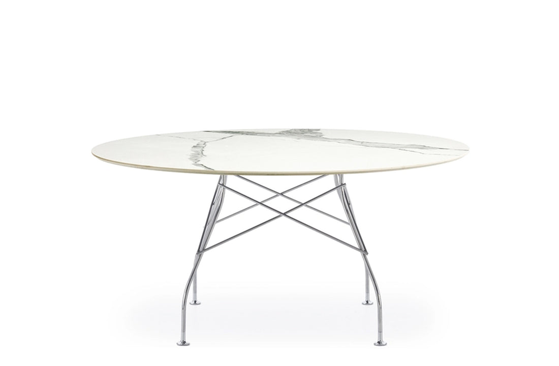 Chrome / White Stoneware with Marble Finish