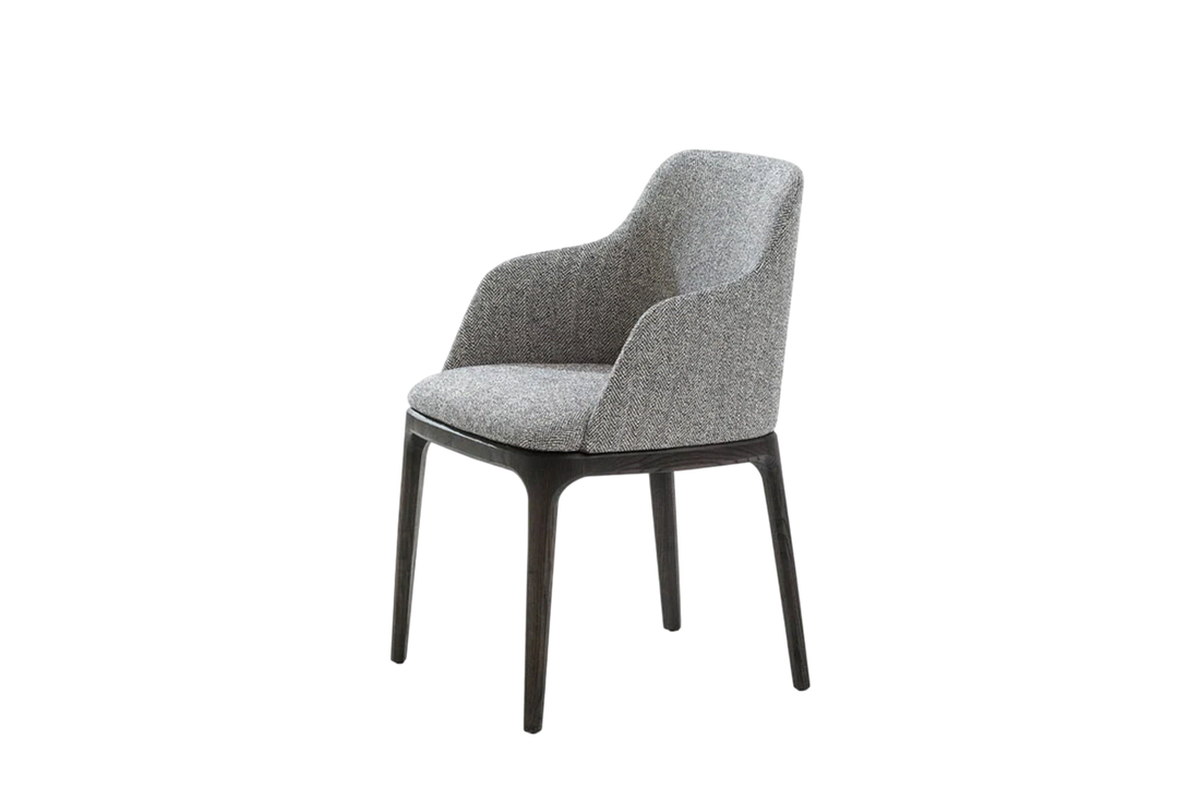 53.5x54x81.5 cm / Chair with Armrests Wood 2 / SKYROS Grafite Fabric Cover + Black Elm Structure