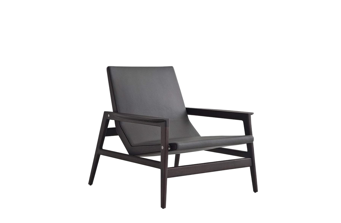 81x90x81.5 cm / Armchair / Black Elm Structure + SOFT Mastice Leather Seat