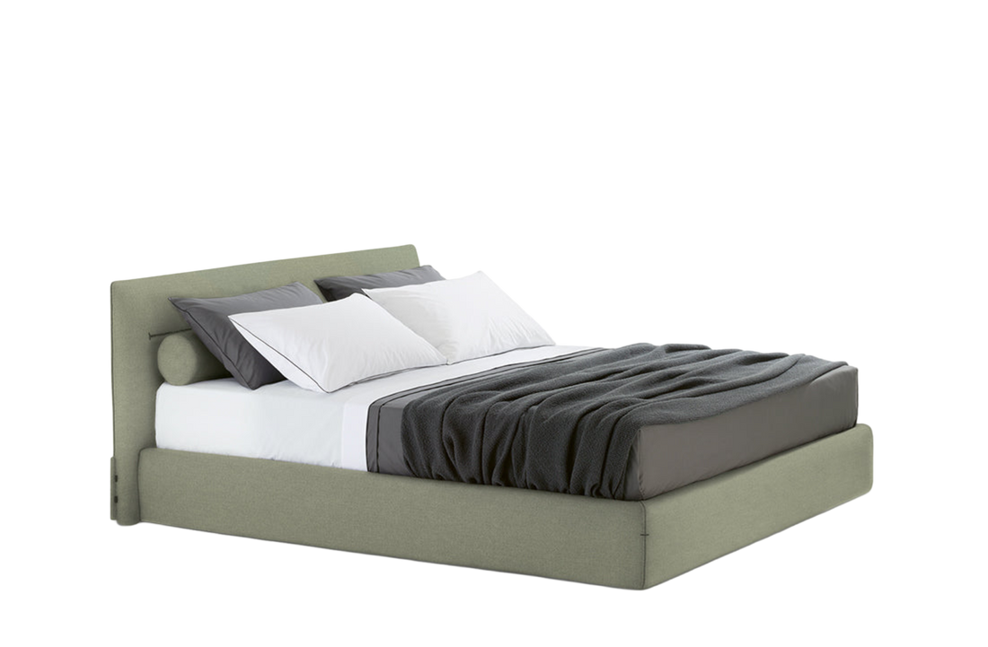 208x216x96 cm / Bed with Tip Up Storage for 180x200 cm Mattress (Sold Separately) / LIMA Pernice Fabric with Colour Nero Piping
