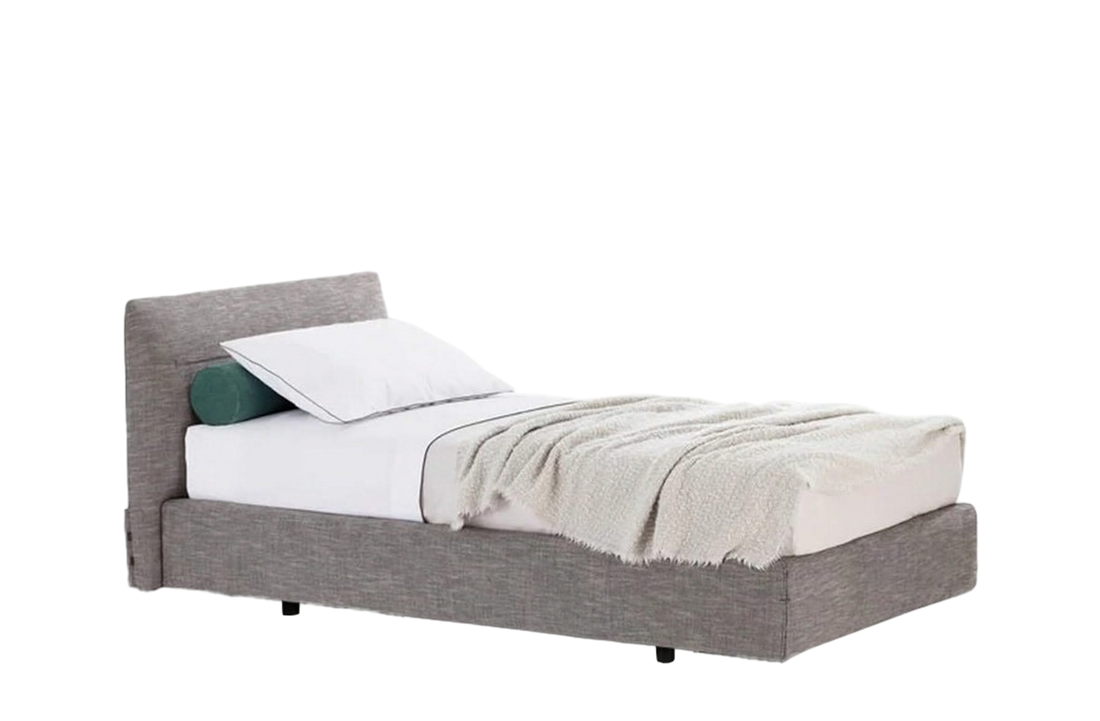 128x216x96 cm / Single Bed for 100x200 cm Mattress (Sold Separately) / RABAT Cemento with Colour Acciaio Piping