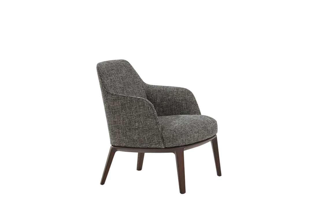 67x70x75 cm / Armchair Wood 2 / ORLEANS Carbone Fabric + Spessart Oak Base