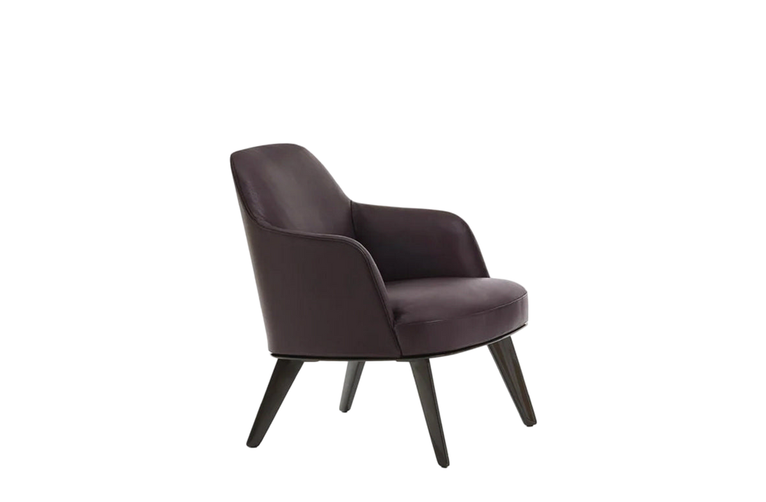 67x70x75 cm / Armchair Metal / SOFT Prugna Leather Seat + Glossy Brown Nickel Base