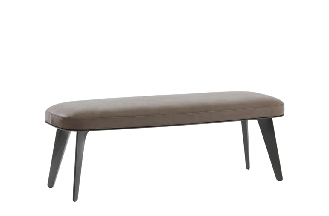 130x50x48 cm / Bench Metal / NABUK Mastice Leather + Glossy Brown Nickel Structure