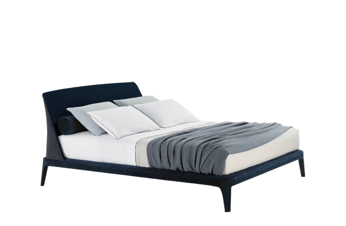 210x233.2x100 cm / Bed for 193x203 cm Mattress (Sold Separately) / KITAMI Oceano Fabric External and NAXOS Prussia Fabric Inner Headboard + NAXOS Prussia Fabric Cover Bed Frame