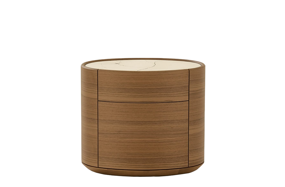 60x41.2x52 cm / Bedside Table with 2 Drawers / Mat Marble Zecevo Top + Canaletto Walnut Structure