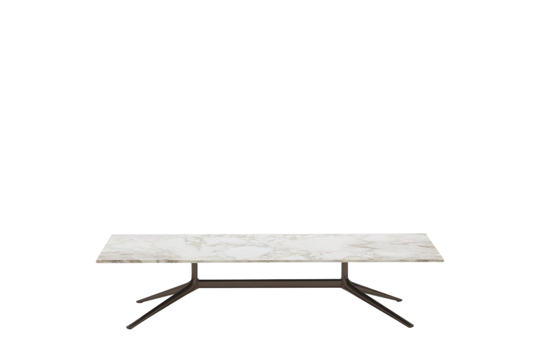 140x70x29 cm / Coffee Table / Glossy Marble Calacatta Oro Top + Glossy Brown Nickel Structure
