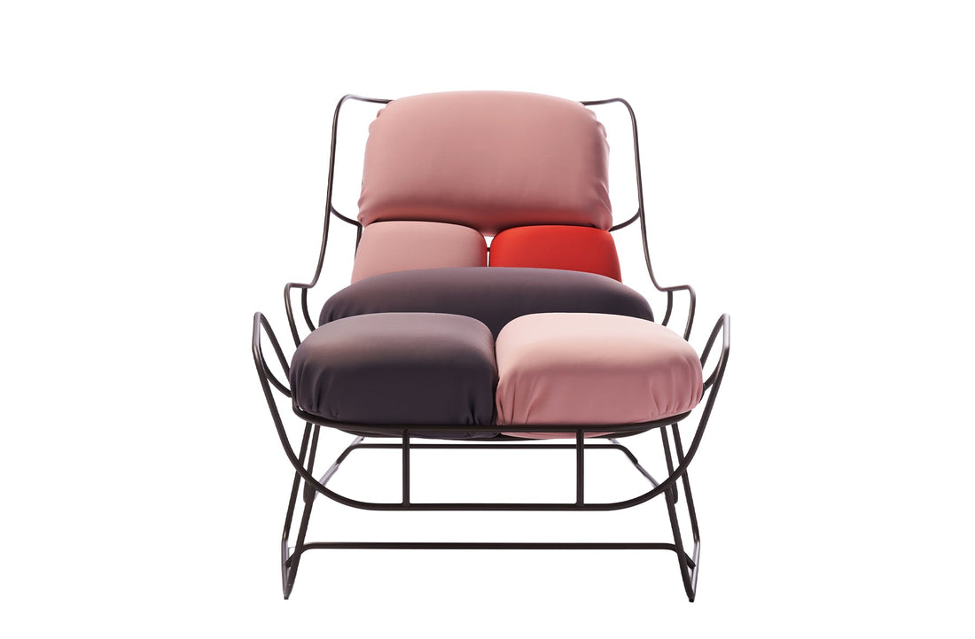 Armchair 85 x 108 x 84 cm / Polyamide PLS02 – plaisir pink / clementine orange / basalt grey