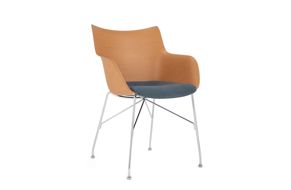 Basic Veneer Light Wood/Powder Blue/Chrome