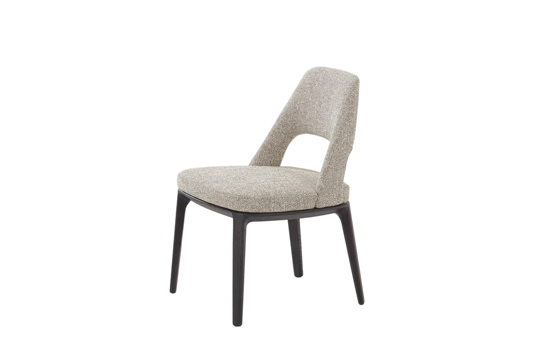 55x57x78 cm / Chair without Armrests / SKYROS Visone Fabric + Black Elm Structure