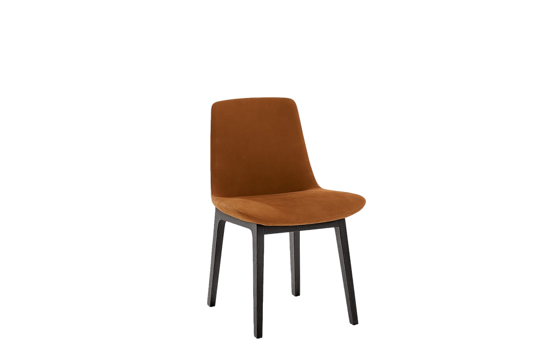 50.5x54x81.5 cm / Chair without Armrests / NABUK Ruggine Leather + Double Normal Stitiching + Black Elm Structure