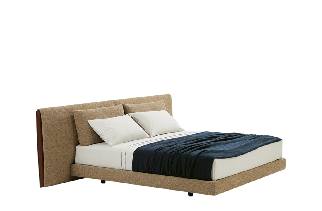 Bed for 1800x2000mm Mattress (Sold Separately) / CARSON Pernice Fabric Cover + Headboard Inserts in Hide Castagna