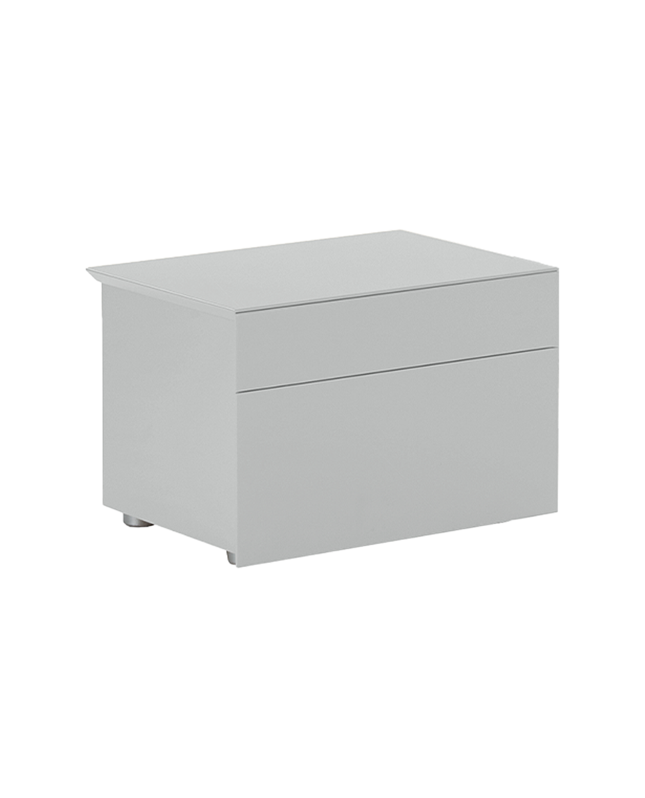 CDG / Bedside Table with 2 Drawers / Mat Lacquered Ghiaccio LO60