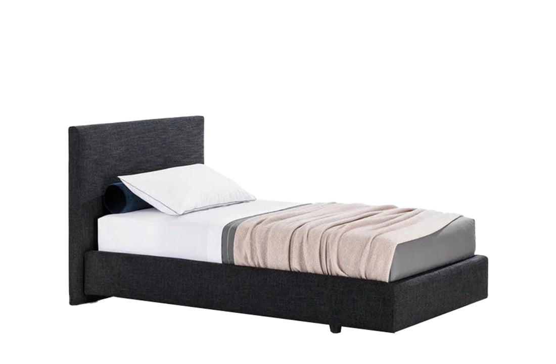 1x LSAAFT + 1x TEAATS / Single Bed for 1000x2000mm Mattress (Sold Separately) / CALEO 11 Navy Cat B Fabric Cover + Headboard Backside in Canvas