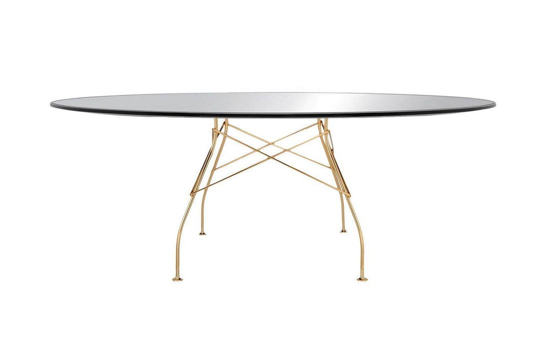 Gold / Polyester Black with Glass Top