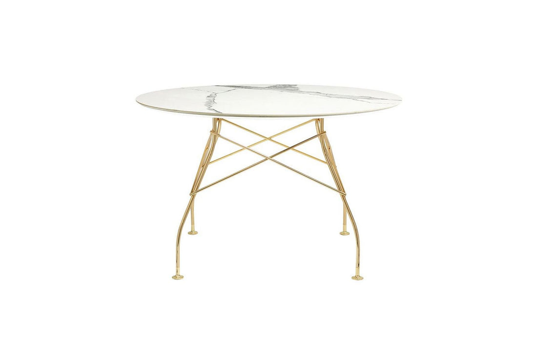 Gold / White Stoneware with Marble Finish