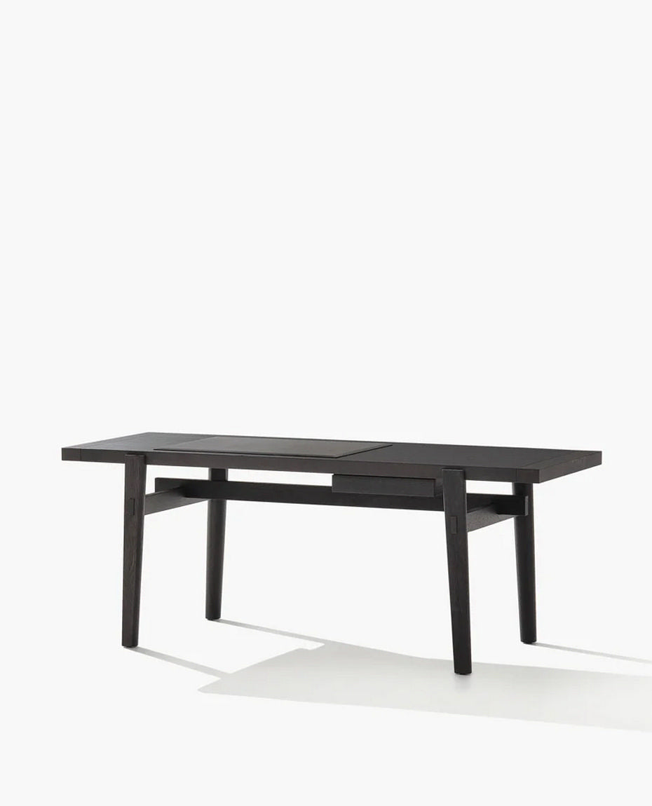 1x SC185 + 1x CA001 + 1x SM073 / Writing Desk / Black Elm Structure and Top + Black Elm Drawer + Hide 02 Nero Desk Pad