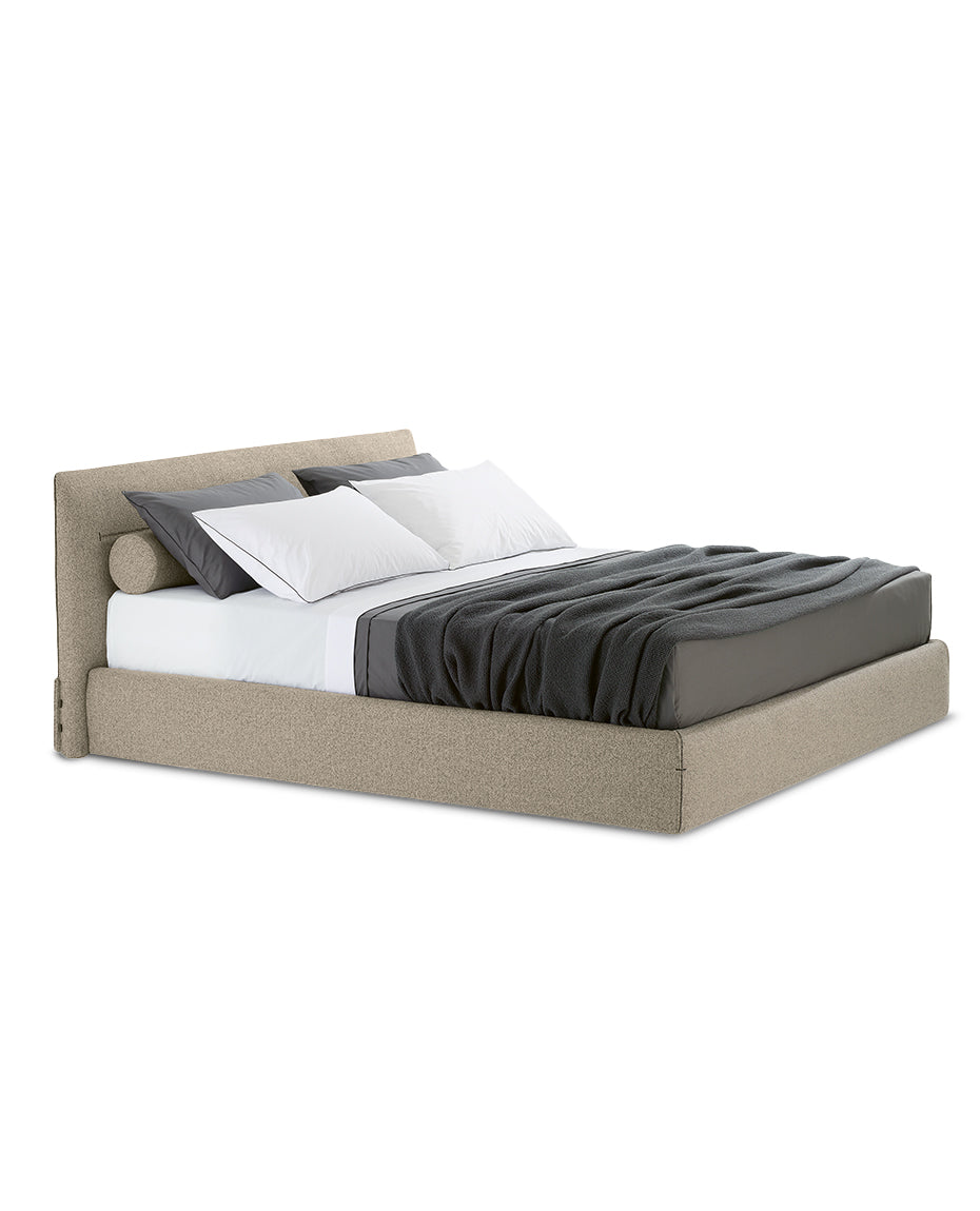1x LMJQ5R + 1x TEJQ5 / Bed with Tip Up Storage for 1800x2000mm Mattress (Sold Separately) / KITAMI 04 Sabbia Cat E Fabric with Colour Nero Piping + Bigger Piston