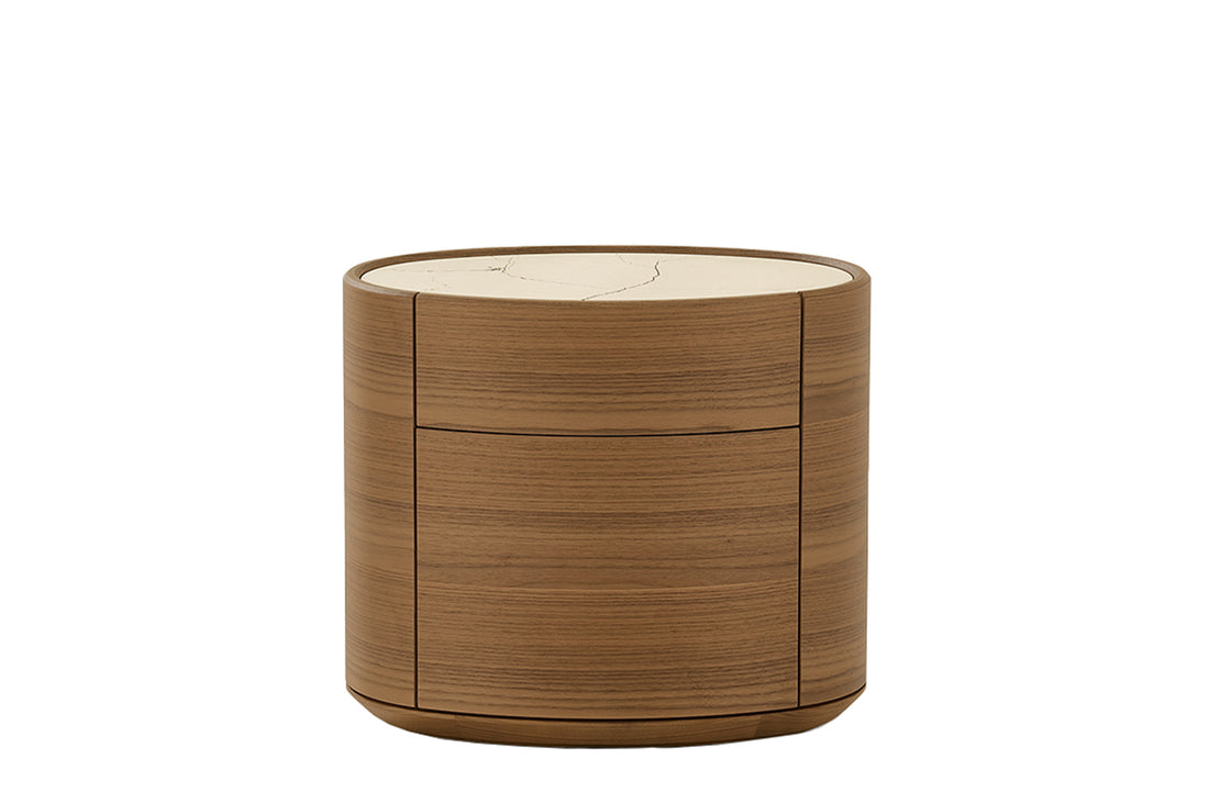CDKE3 / Bedside Table with 2 Drawers / Mat Marble Zecevo Top + Canaletto Walnut Structure