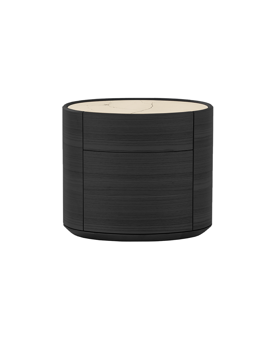 CDKE3 / Bedside Table with 2 Drawers / Mat Marble Zecevo Top + Black Elm Structure