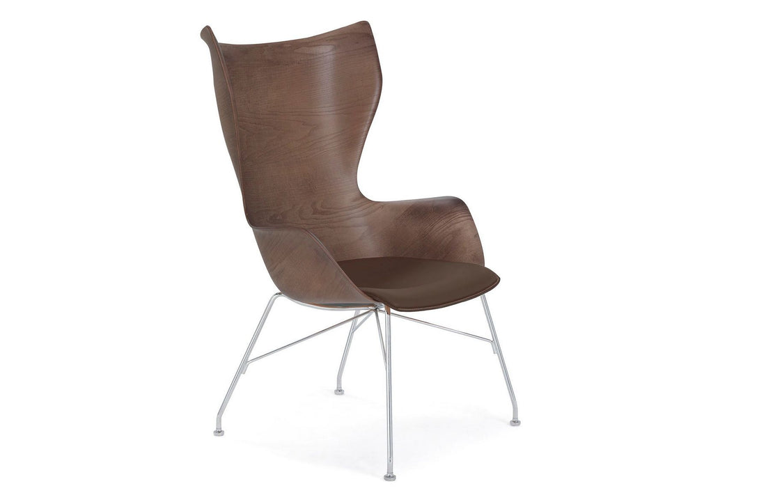 Slatted Ash Dark Wood/Dark Leather/Chrome