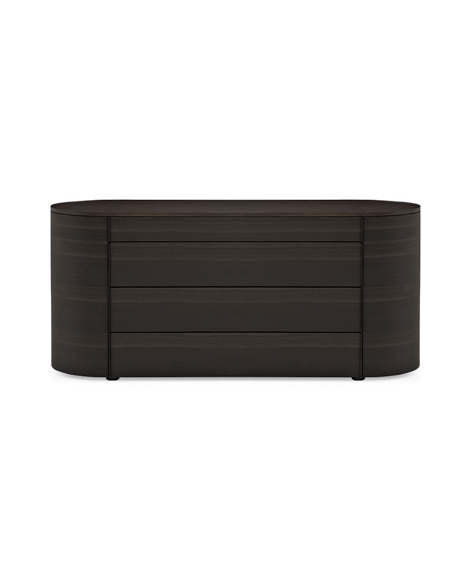 COON1 / Chest of Drawers with 4 Drawers / Spessart Oak Structure and Top + Hide 19 Caffe Handles