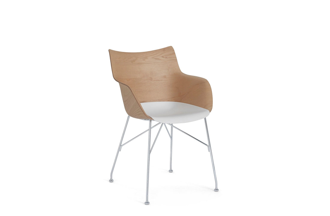 High / Slatted Ash Light Wood/White/Chrome