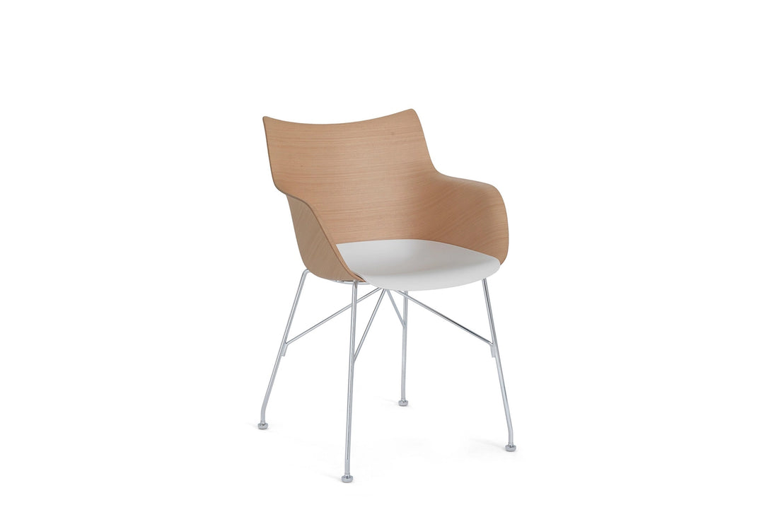 High / Basic Veneer Light Wood/White/Chrome