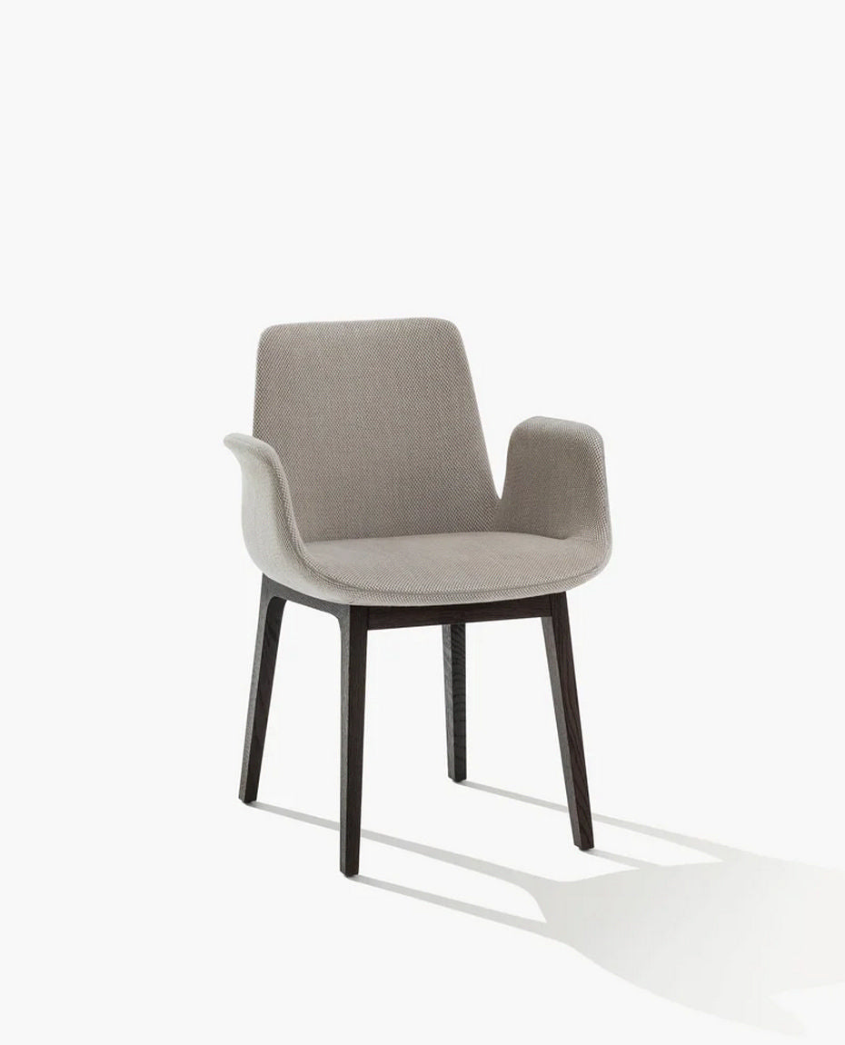 S17 / Chair with Armrests / RABAT 402 Pernice Cat D Fabric + Drawstring Stitching in Matching Colour + Black Elm Structure